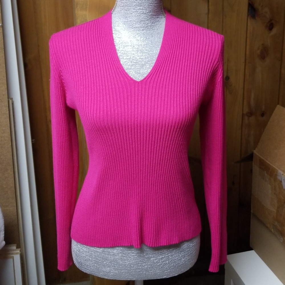 Hot Pink Stretchy Long Sleeve Sweater